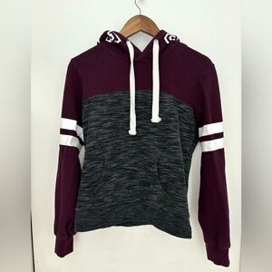 Reflex Pullover Sweatshirt Love Hoodie - Burgundy, grey, and white | SZ Small